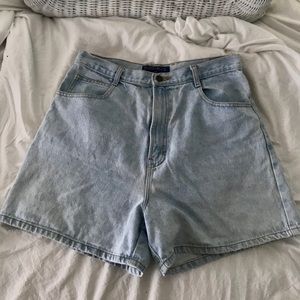 Vintage Light Wash High Waisted Denim Shorts